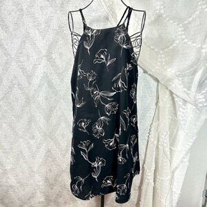 Cotton on black floral mini shift dress size XS